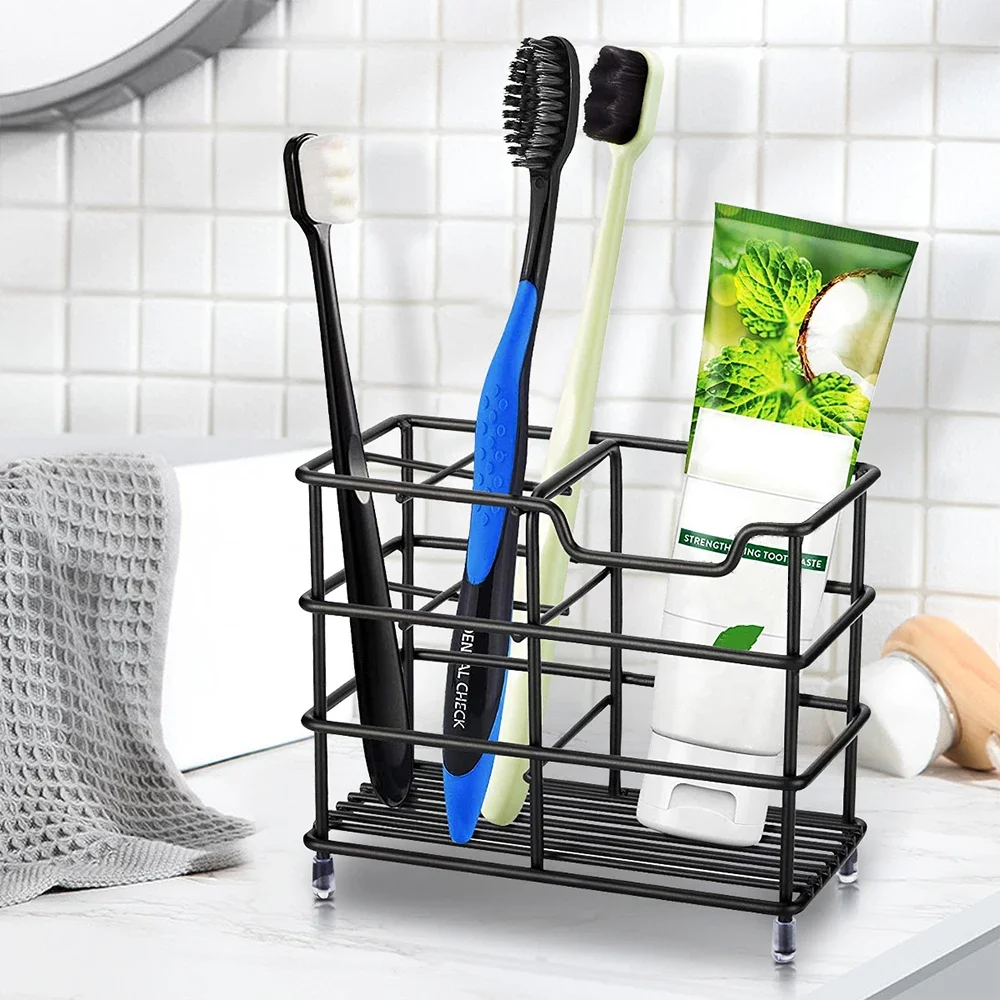

Black Toothbrush Holder Stainless Steel Toothbrush Holder Tooth Brushing Holder Stand Bathroom Accessories Organizer Travel