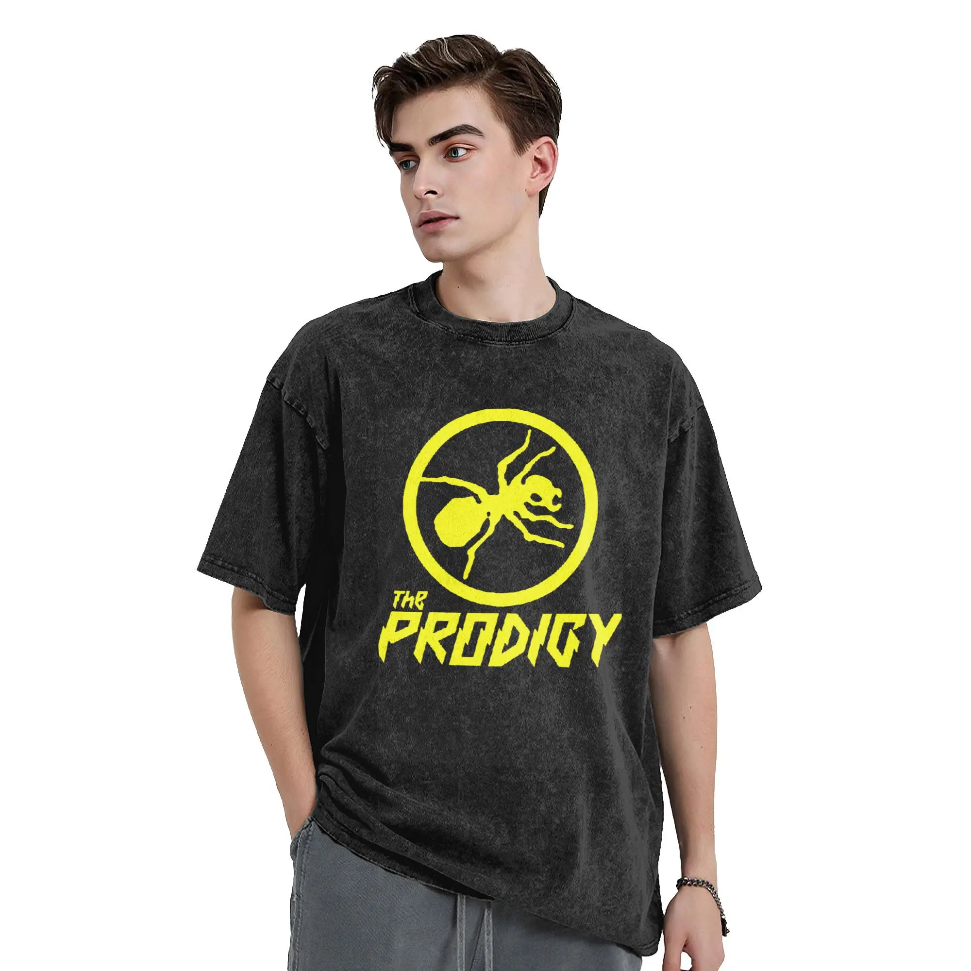 The Prodigy Music Band  Logo Vintage Washed T Shirt For Men Women Cotton Tops Hip Hop  Round Neck Short Sleeve