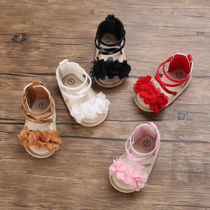 Infant Baby Shoes Baby Girl Shoes Flower Toddler Flats Summer Sandal Soft Casual Anti-Slip Crib Shoes First Walker