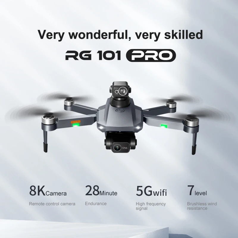 RG101 Pro Drone Cardán de 2 ejes 360 °   Evitar obstáculos HD Cámara dual Fotografía aérea GPS sin escobillas Recorno plegable Quadcopter