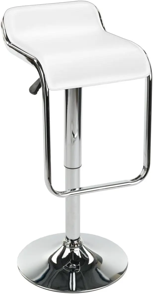 

Adjustable Modern Bar Stool With Footrest, Rotates – White (Brstlpub2W)