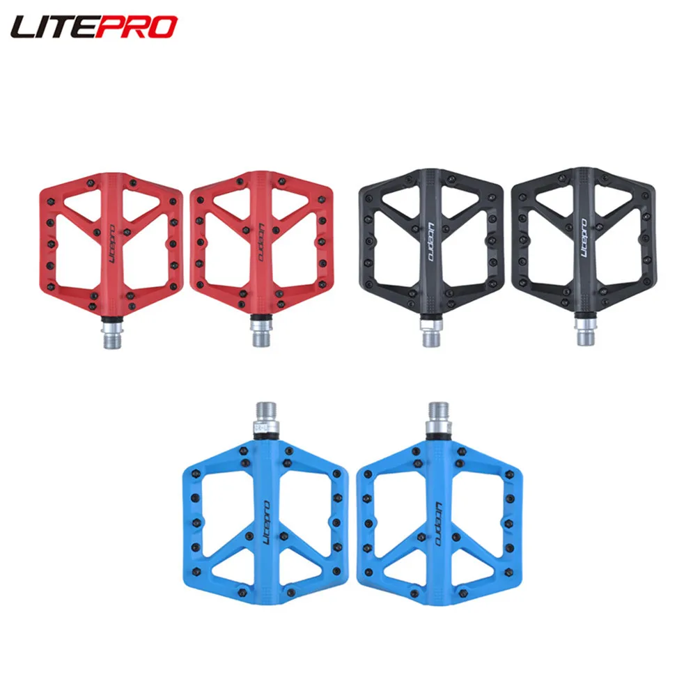 Litepro DU Bearing Hollow Non-slip Pedal Folding Bicycle Antiskid Nylon Chromium Molybdenum Steel 14MM Pedals For MTB Road Bike