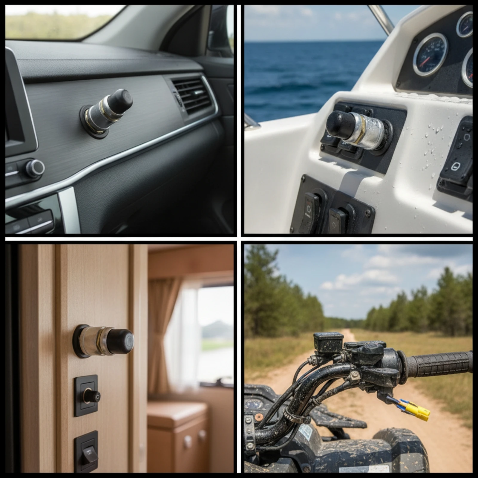 3 Pieces Push Button Starter Switch with Rubber Cover Waterproof Push-Button Ignition Switch Weatherproof Dustproof