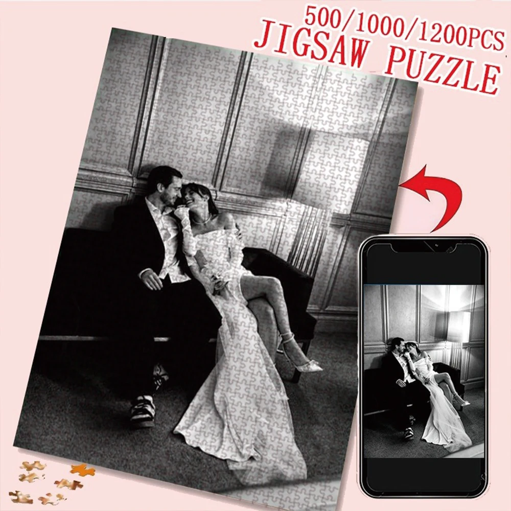 35/300/500/1000pcs Personalized Custom Photo Puzzle Couple Photos Multiple Sizes Available