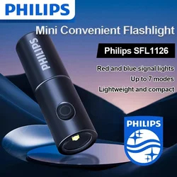 ポータブルLED懐中電灯,タイプc,edc,4つの照明モード,自己防衛,キャンプ,トーチ,Philips-1126