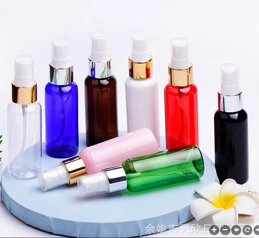 

50ml plastic PET bottle silver gold pump toner/water/toilet/fine mist sprayer essence perfume moisture gel skin care packing