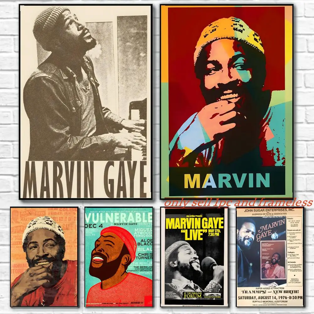 Soul Music Singer M-Marvin Gaye Poster Wall art poster paintings are suitable for clubs living rooms and bedroom