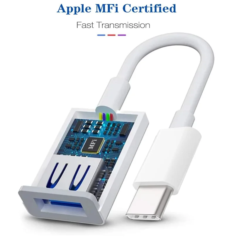 USB-C to USB Adapter for iPhone 15 Pro Max MacBook Pro Air 2023 iMac iPad Mini Pro, Apple MFi Certified USB OTG Cable Converter