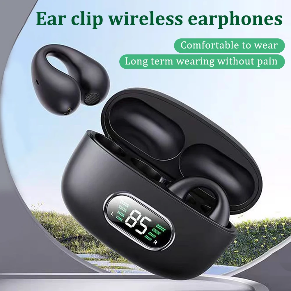 2025 novos fones de ouvido sem fio com clipe de orelha, disponíveis em várias cores, com display de energia inteligente, bateria de lítio de grande capacidade