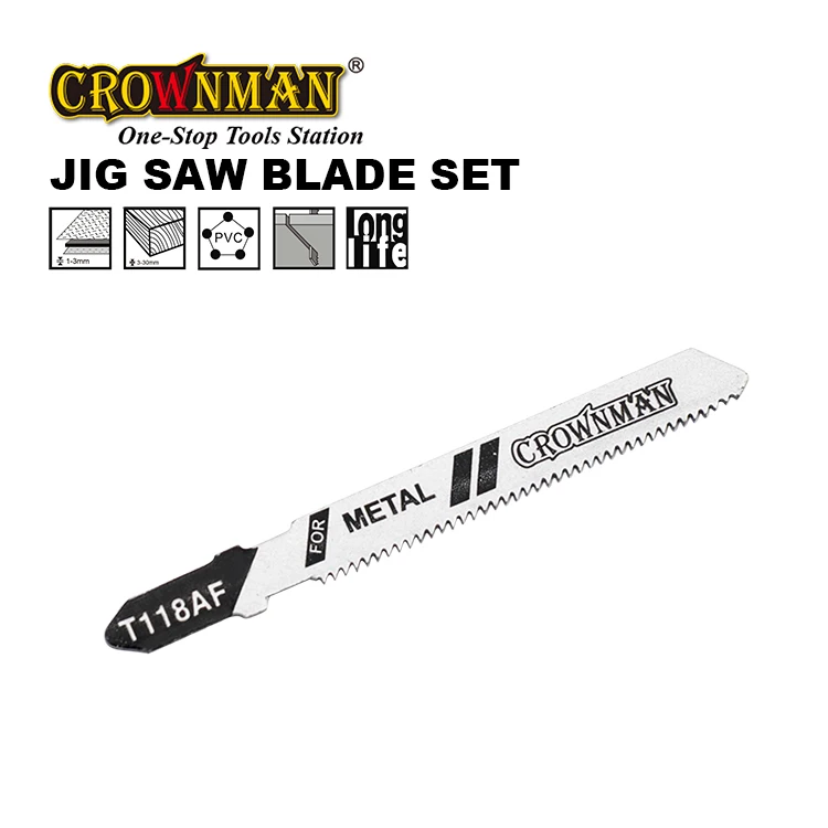 CROWNMAN Power Tools Accessories 5 Pcs/Set HSS Jig Saw Blades Wood/Plastic Metal Fast Cutting Reciprocating Saw Blade