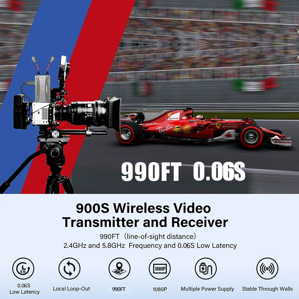 300m Wireless Transmission Video Transmitter and Receiver HDMI Extender with HDMI Loop Support NP F550 F970 F750 Camera Battery