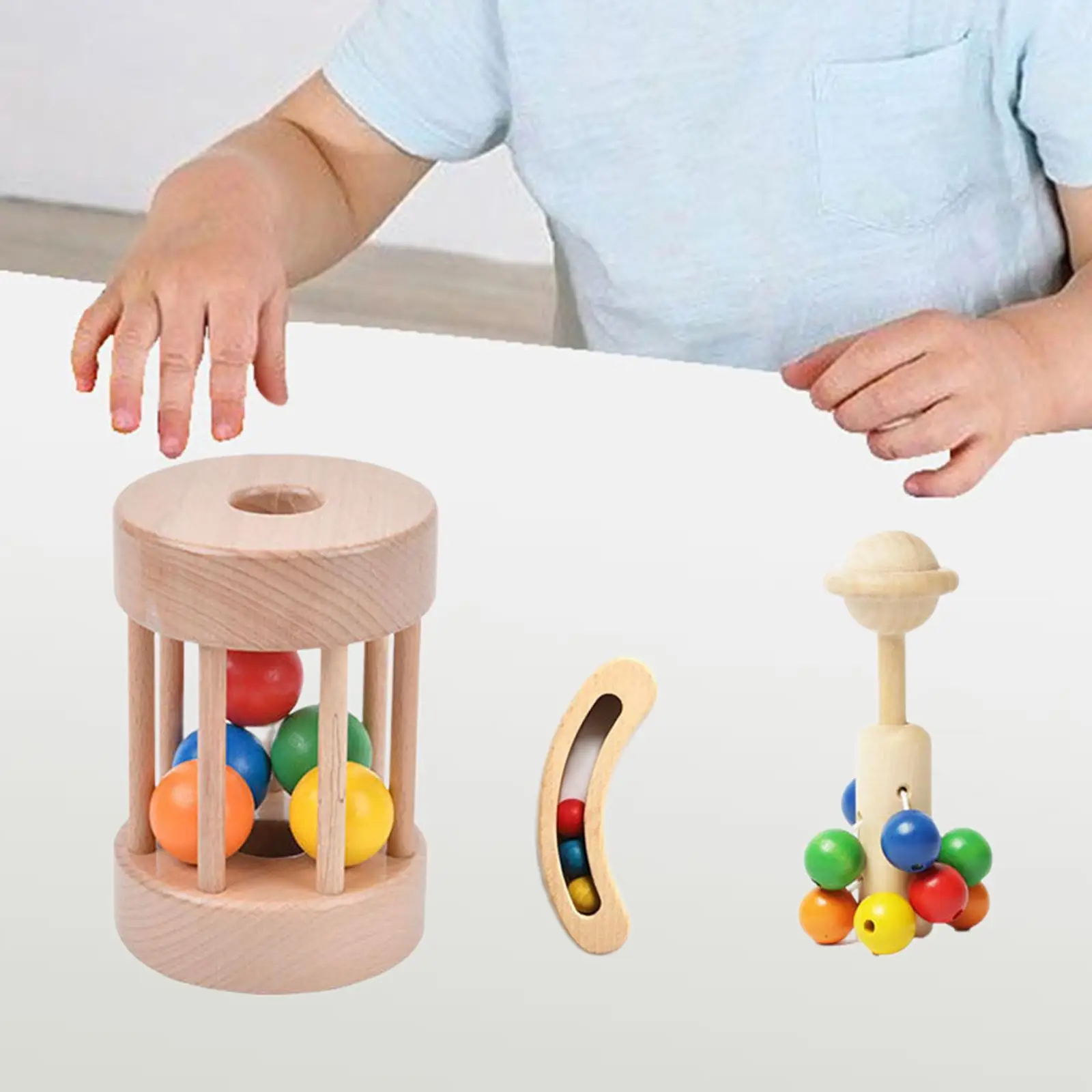 3 pçs montessori chocalhos de madeira brinquedo, desenvolvimento, presentes recém-nascidos brinquedo sensorial chocalhos de mão do bebê brinquedos de madeira do bebê para bebês infantis