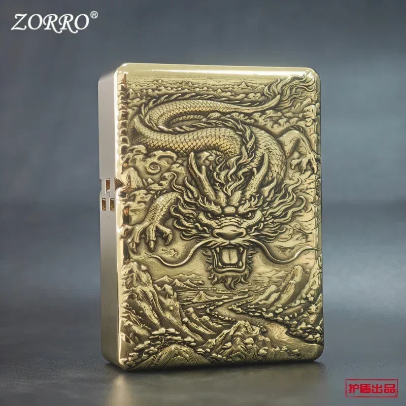 ZORRO 912S Heavy Armor Brass Trench Lighter 3D Relief Oil Lighter Windproof Refillable Engraved Collectible Gift for Men 210g