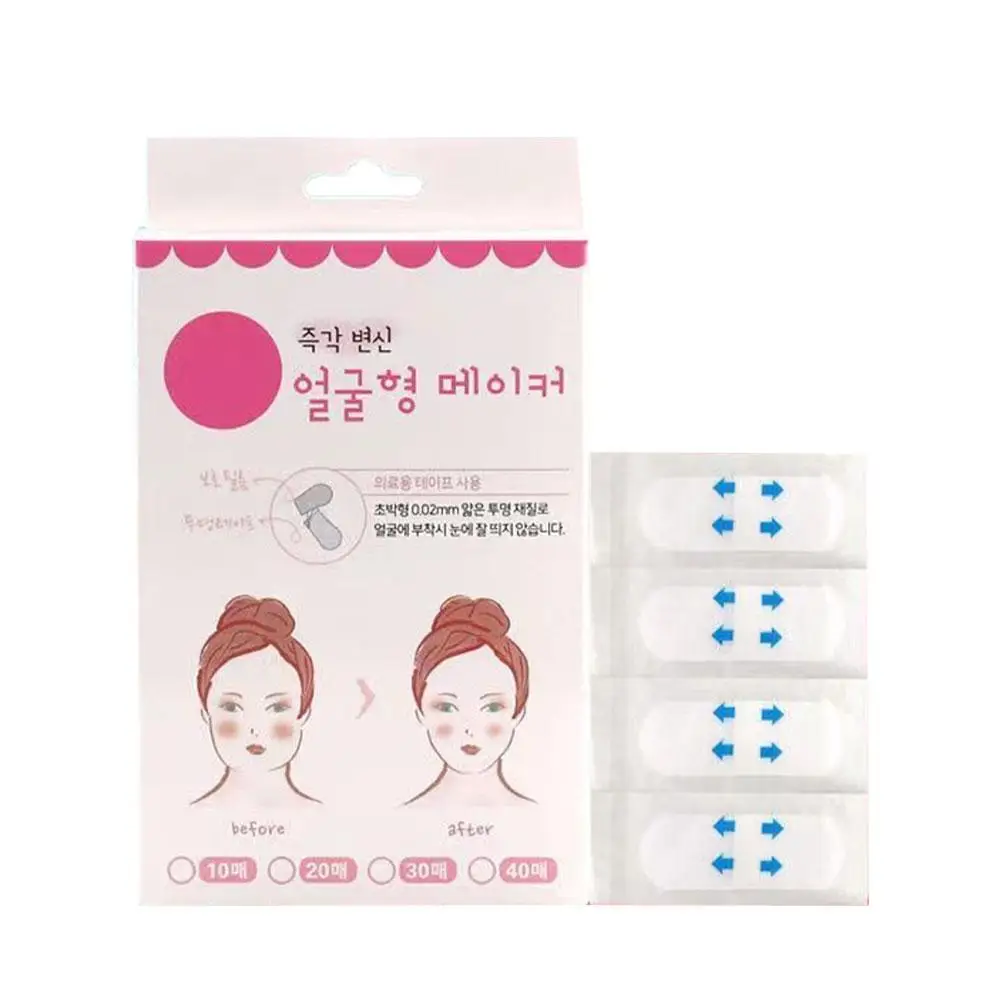 40pcs Lifting Up Face Stickers Invisible Transparent Thin Face Contour Patche Chin Lift V-Shape Adhesive Tape Breathable Sticker