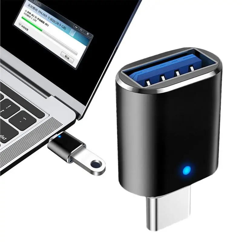 2023 New LED USB 3.0 To Type C Adapter OTG USB-A ToUSB Type-C Female Connector For Smart Phone Adapters