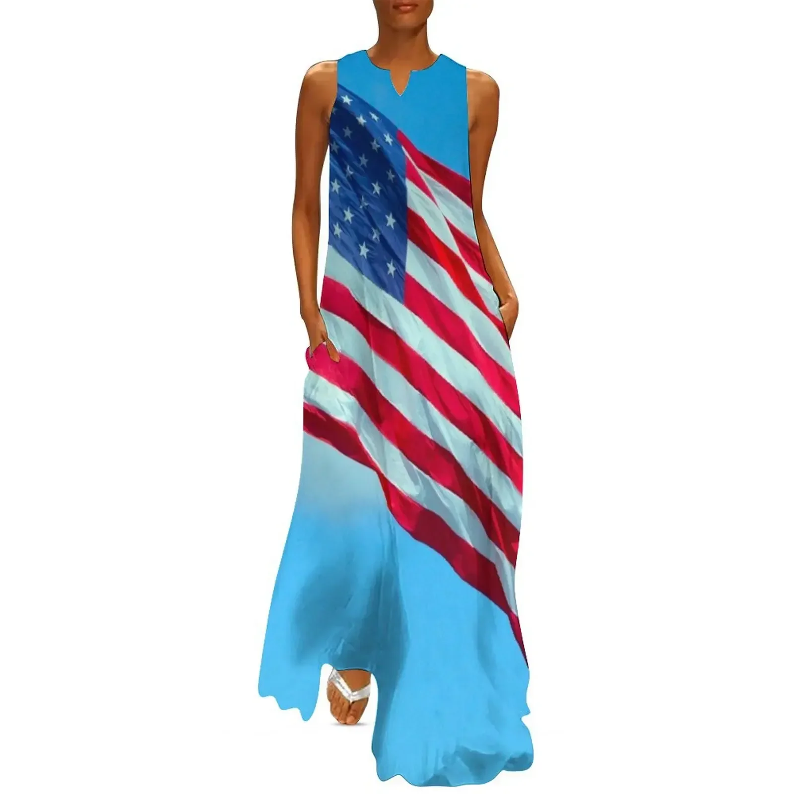 

United States of America Flag Long Dress Aesthetic clothing Dresses Party dresses for women Dress