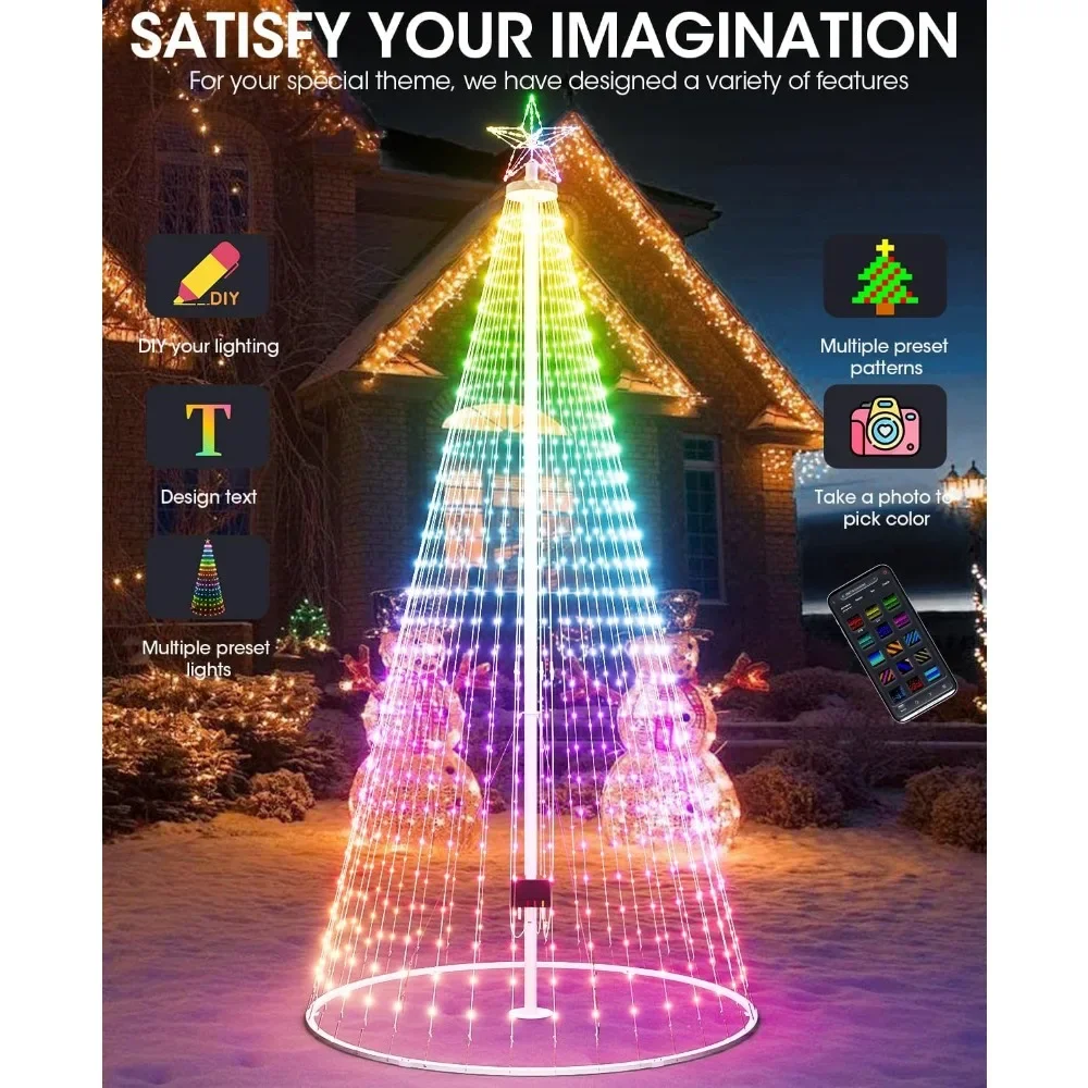 16 Ft Prelit Christmas Tree, Smart Outside Christmas Tree Light Show App Control with 1008 LED Lights Color Changing Sync APP