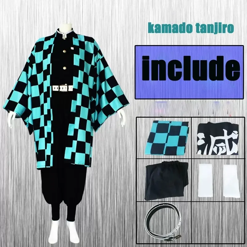 Anime Demone Slayer Tanjirou Kamado Cosplay Custume Kimetsu No Yaiba Vestiti per Adult Kid Uniforme Set Regalo Del Partito Parrucca Kimono