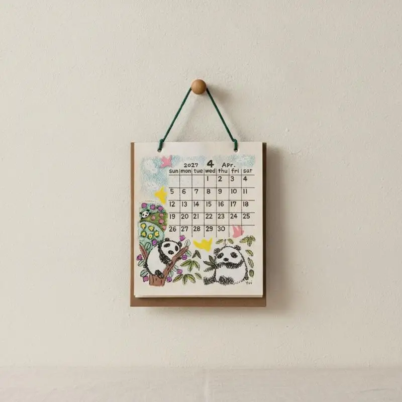 2027 Cartoon Dog Pattern Handmade Desk Calendar Portable Rope Handle Compact Desktop Planner for Office Workers Gift