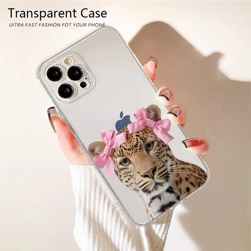 Pola Macan Tutul & Bunga Merah Muda Hewan untuk Sampul Samsung Galaxy S25 S24 Ultra S23 FE S22 Plus S21 A56 A36 A26 A25 A24 A54 A53 A55