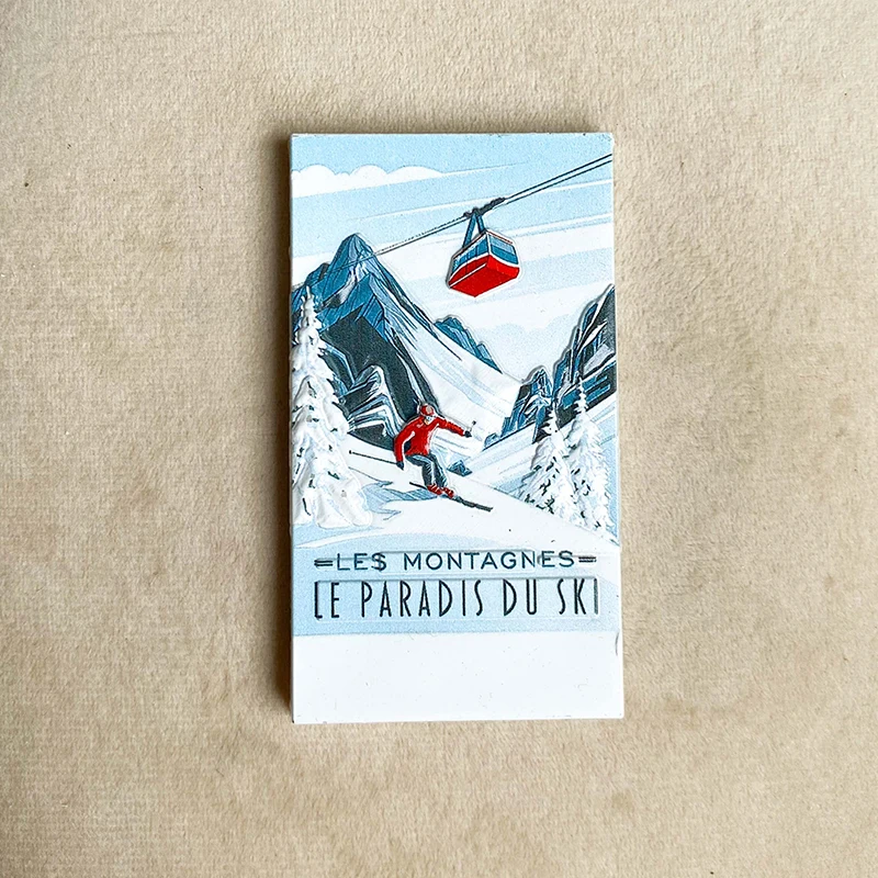 

Ski Paradise decoration 3d stereoscopic lift with gift travel souvenir Creative Snow Mountain magnetic refrigerator magnets