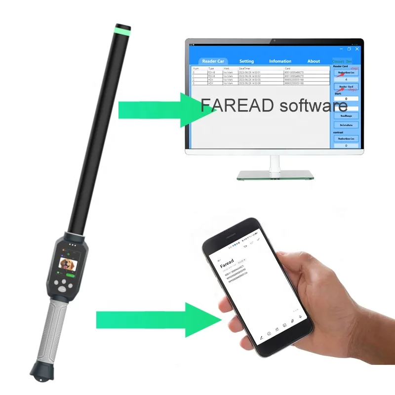 

FRD350 Long Stick Animal Reader IP67 Waterproof 2000mAh 40cm ISO11784/5 FDX-B HDX for Ear Tag Microchip