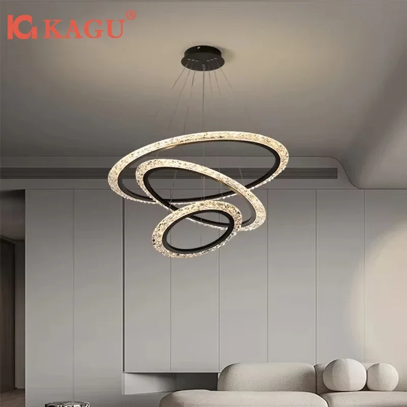 

White LED Pendant Lamp For Living Room Dining Room Bedroom Kitchen Modern Luxury Style Design Gold Ring Ceiling Chandelier Light