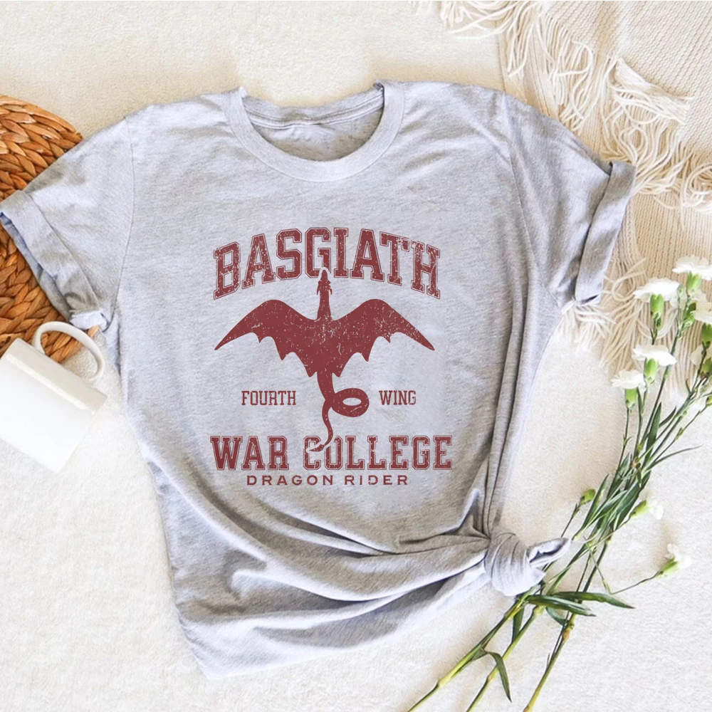 Unisex Fourth Wing T Shirt Basgiath War College Shirts Dragon Rider Tees Fantasy Reader Printed Short Sleeves Tops Bookish Merch