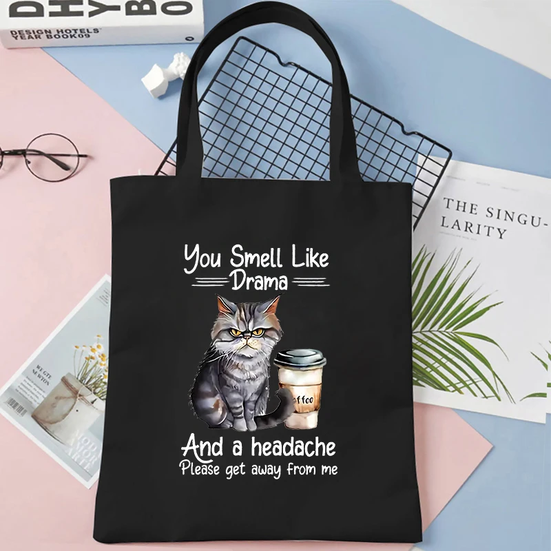 Animal Joke Graphic Tote Bag borsa per la spesa da donna borsa a tracolla in tela riutilizzabile estetica per gatti elegante borsa a tracolla per