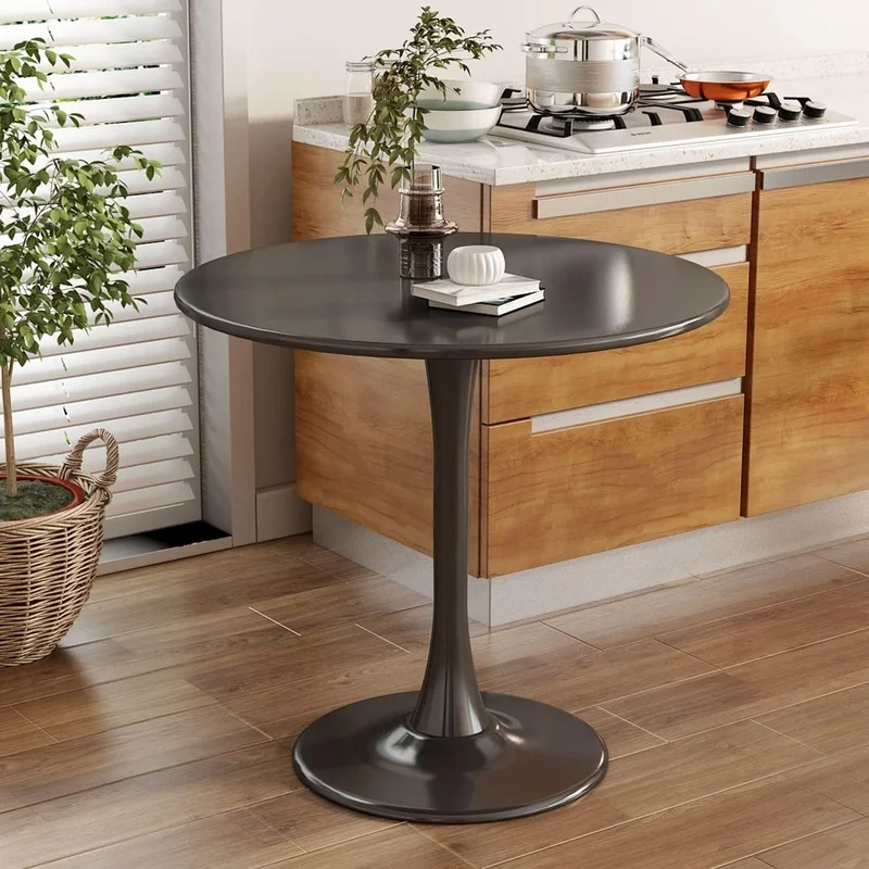 

Modern Round Dining Table with MDF Top and Steel Base, 24-inch Oval Coffee Table for Living Room or Kitchen