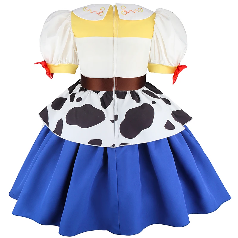 Girls Cowboy Cartoon Woody Cosplay Anime Costume Princess Dress With Headwear For Kids Halloween Performance Themed Party Outfit