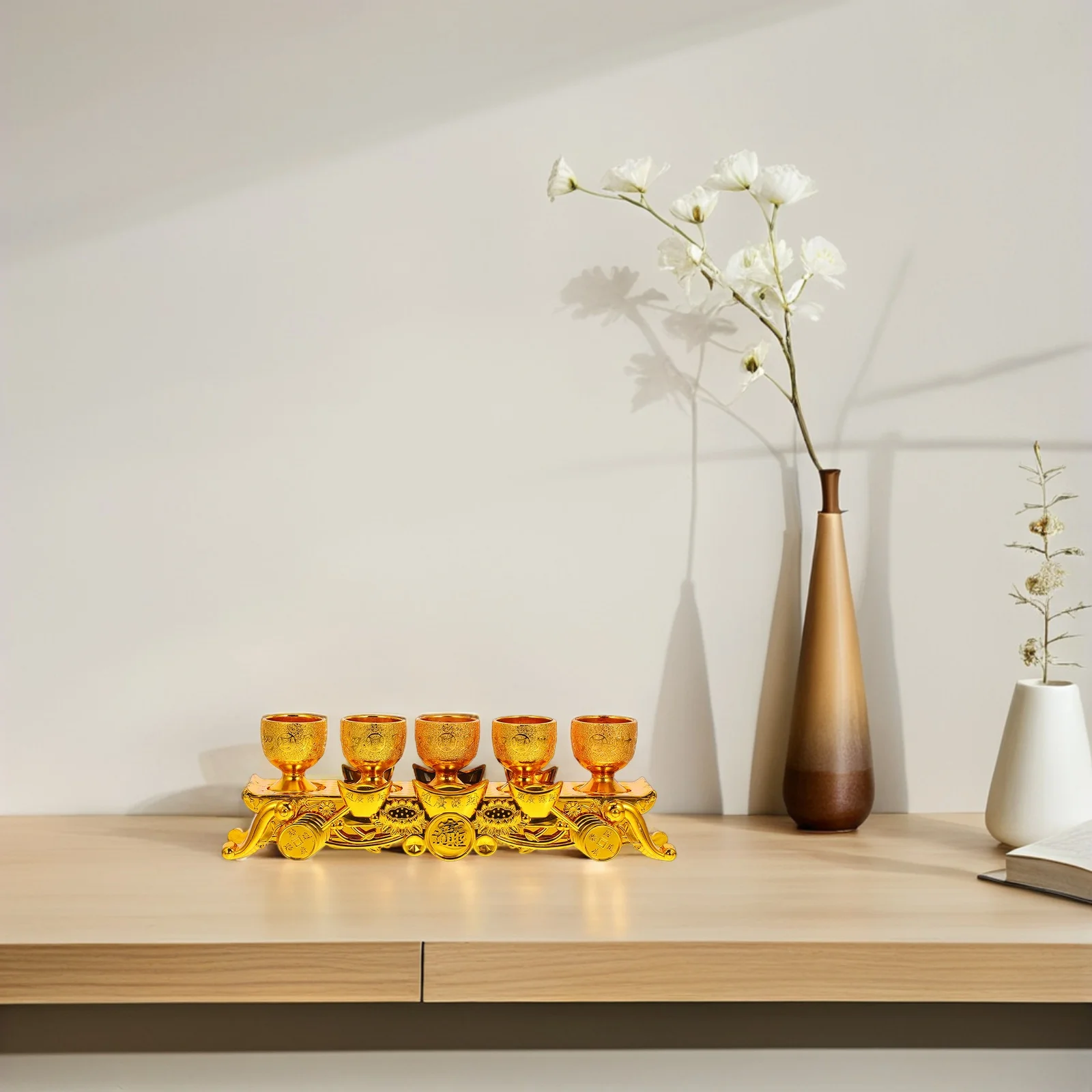 2 مجموعة الذهب الزخرفية Chalices أنيقة البسيطة المذبح كأس النبيذ مجموعة ل معبد المنزل مزارات الطقوس الاحتفالات Chalice #4