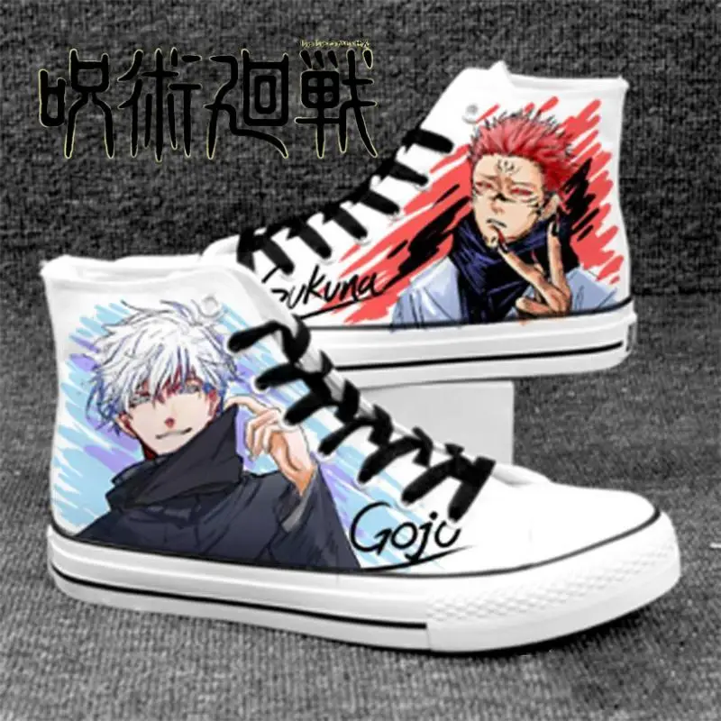 Jujutsu Kaisen Anime Satoru Gojo Sneakers Basketball Shoes Geto Cartoon Printing Casual Comfortable Canvas Shoes Birthday Gift