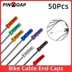 PINMOAP 50PCS Bicycle Cable Tail Cap Multi-Color Aluminum Alloy Cable Head Compression Joint Wire Core Cover Bicycle Accessories