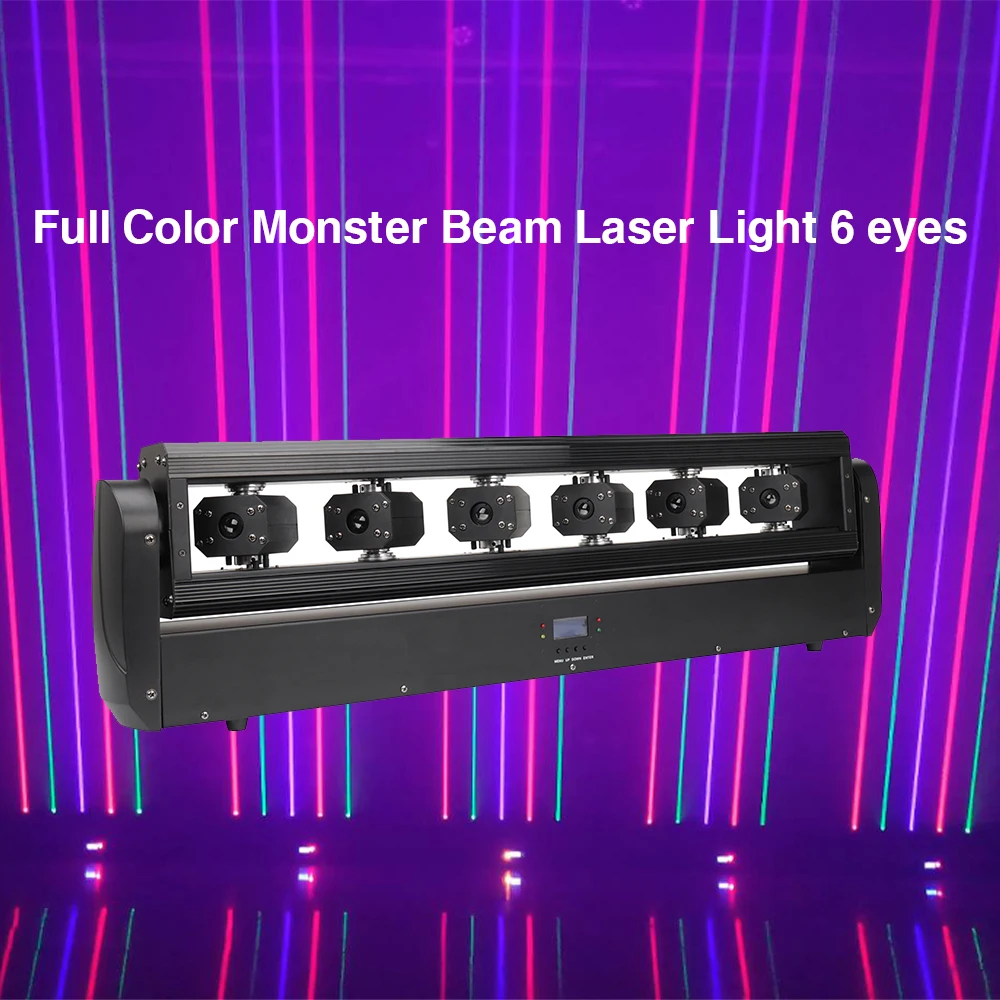 6-Eye Moving Head RGB Light Bar Stage Red Beam DJ Lights Bar Wall Washer Light DMX Control Full Color Monster Beam Laser Light