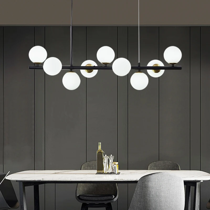 Nordic Light Luxury Dining Room Chandelier Modern Blown Glass Pendant Light Restaurant Ceiling Hanging Lamp