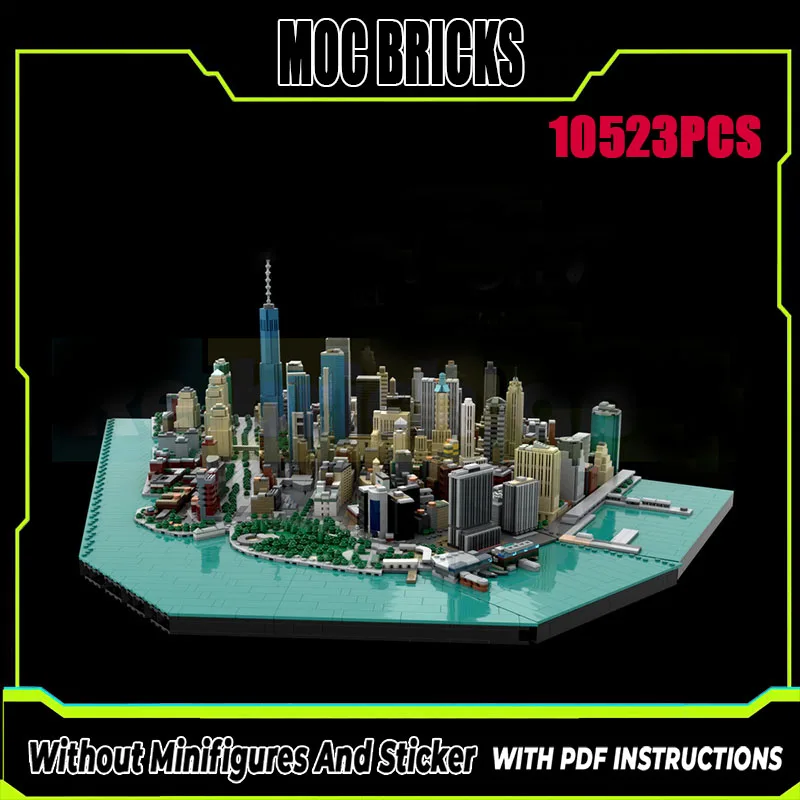 

Строительные блоки Moc, вид на улицу, архитектура, Нью-Йорк, финансовый центр, модульные строительные блоки, фестиваль, подарок, игрушки, сборка своими руками