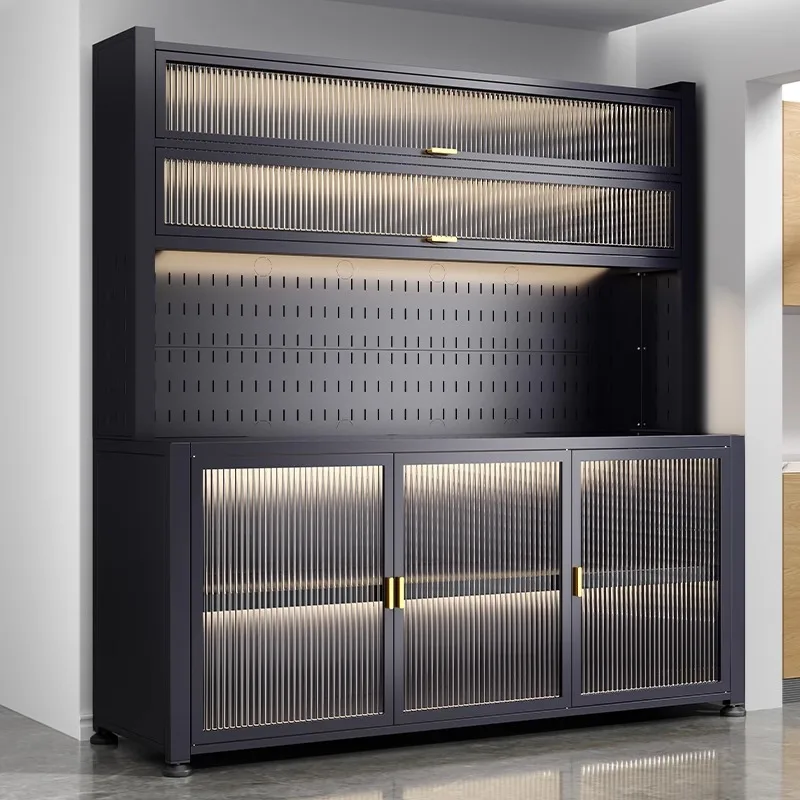 Kitchen rack Thickened dustproof dining side locker Floor-to-ceiling multi-layer microwave oven storage cabinet Cupboard