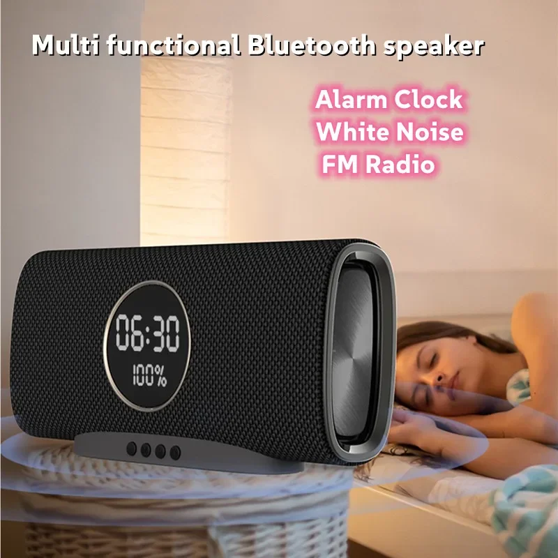 Caixa De Som Bluetooth Speaker Multi Functional Intelligent Alarm Clock Sound Box White Noise TWS TF Card FM Radio Birthday Gift