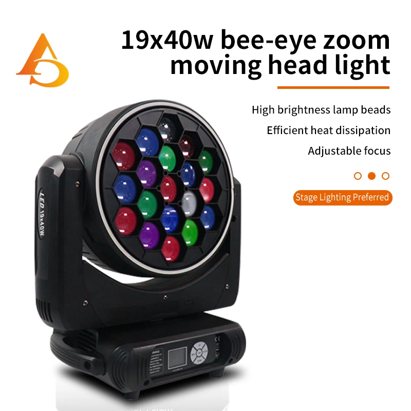 DMX 19x40W LED Beam Bees Eyes Zoom  Moving Head Lights Stage Light DJ Light Disco Dance Hall Party Bar Performance