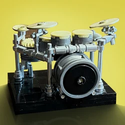 고브릭 MOC-121738 드럼 세트, 랙 시스템 빌딩 블록 세트, 플레이 드럼 음악 그룹 밴드, 교육용 브릭 장난감, 어린이 선물