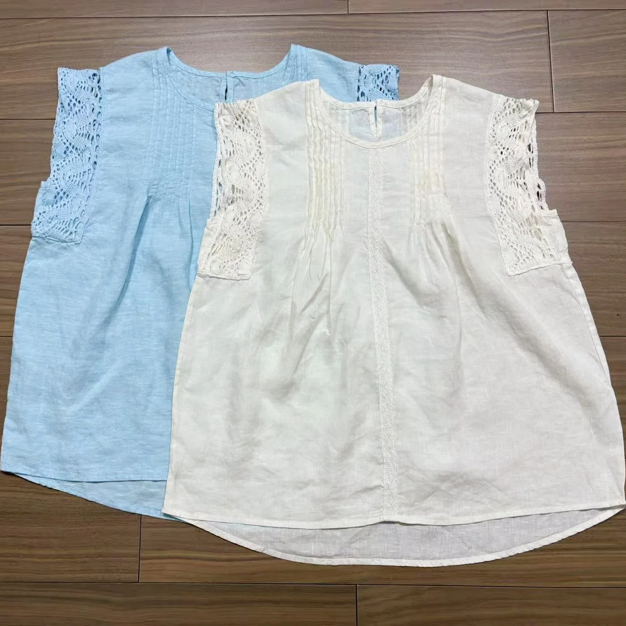 

Thin Pure Linen Lace Hollow out Vest Women's Summer New round Neck Sleeveless Top Sweet Style Button Outerwear Cotton