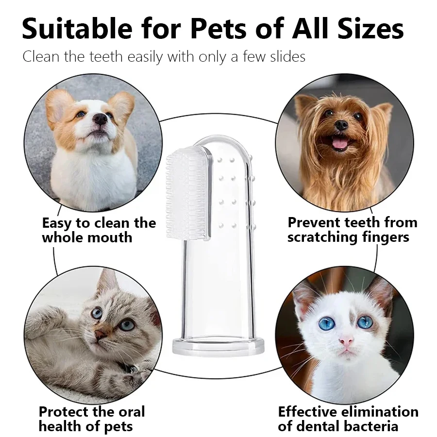 6-teiliges Silikon-Finger-Haustier-Zahnbürsten-Set für Hunde und Katzen – waschbare, wiederverwendbare Zahnpflege für Haustiere – Detail 5