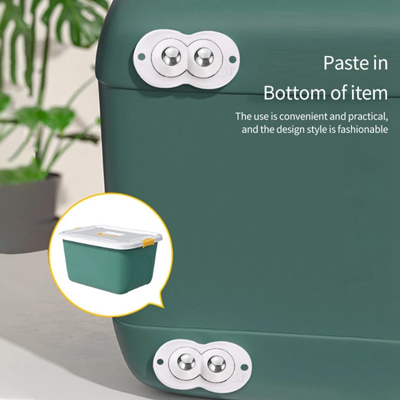 AB47-12Pcs Mini Self Adhesive ล้อหมุนล้อลูกปัดคู่ Universal ล้อสําหรับเฟอร์นิเจอร์กล่อง Mini Roller