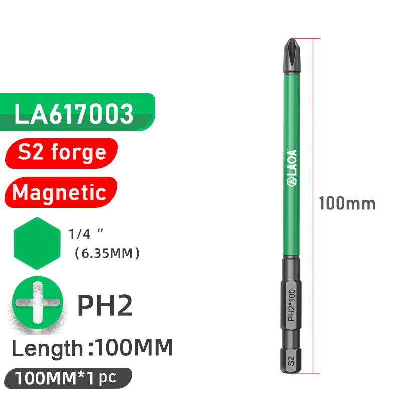 LAOA Sterke magnetische kruiskopschroevendraaier S2 schroevendraaierbit voor elektriciens PH2