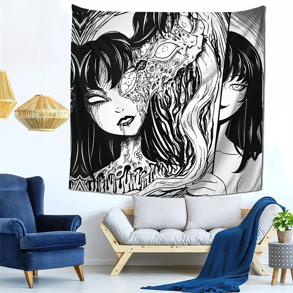 

Boho Decor Aesthetic Hippie Room Decor Anime Japanese Horror Cartoo Home Decor Mural Decoration Murale Chambre Beach Mat Tapiz