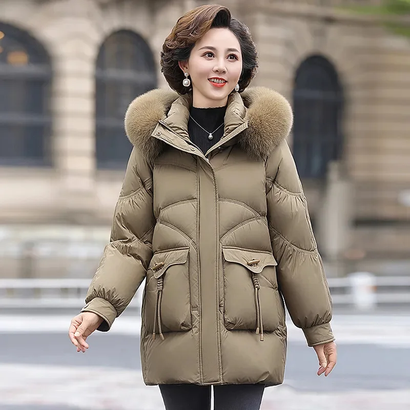 Chaqueta de algodón plateada brillante para mujer, abrigo holgado con capucha de Nueva Corea, Parkas gruesas a prueba de viento, abrigo largo
