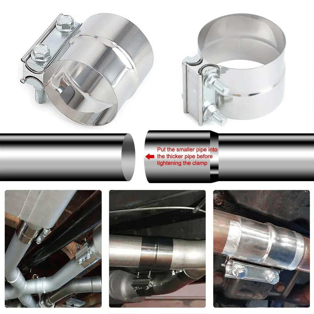 

For Exhaust Pipe Connection 2.0" 2.25" 2.5" 3.0" 4.0" Lap Joint Exhaust Band Clamp Preformed Stainless Steel
