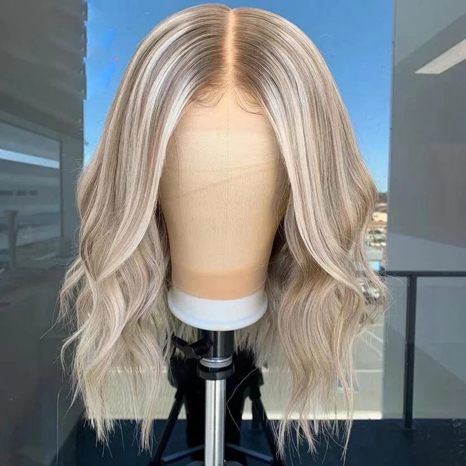 

Long Soft Highlight Blonde Straight Glueless 180Density 26Inch Lace Front Wig For Women With Baby Hair Preplucked Daily
