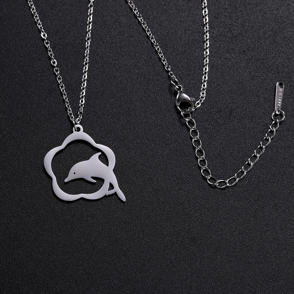 Stainless Steel Dolphin Wreath Pendant Chain para mulheres, namorada, aniversário, presente de festa de casamento, indispensável, verão, novo, 2023